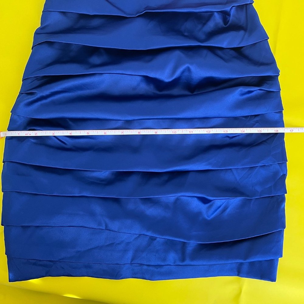 Express Colorblock Ruched Bodycon One Shoulder Mini Dress, Pink and Blue, Size S - Picture 11 of 13